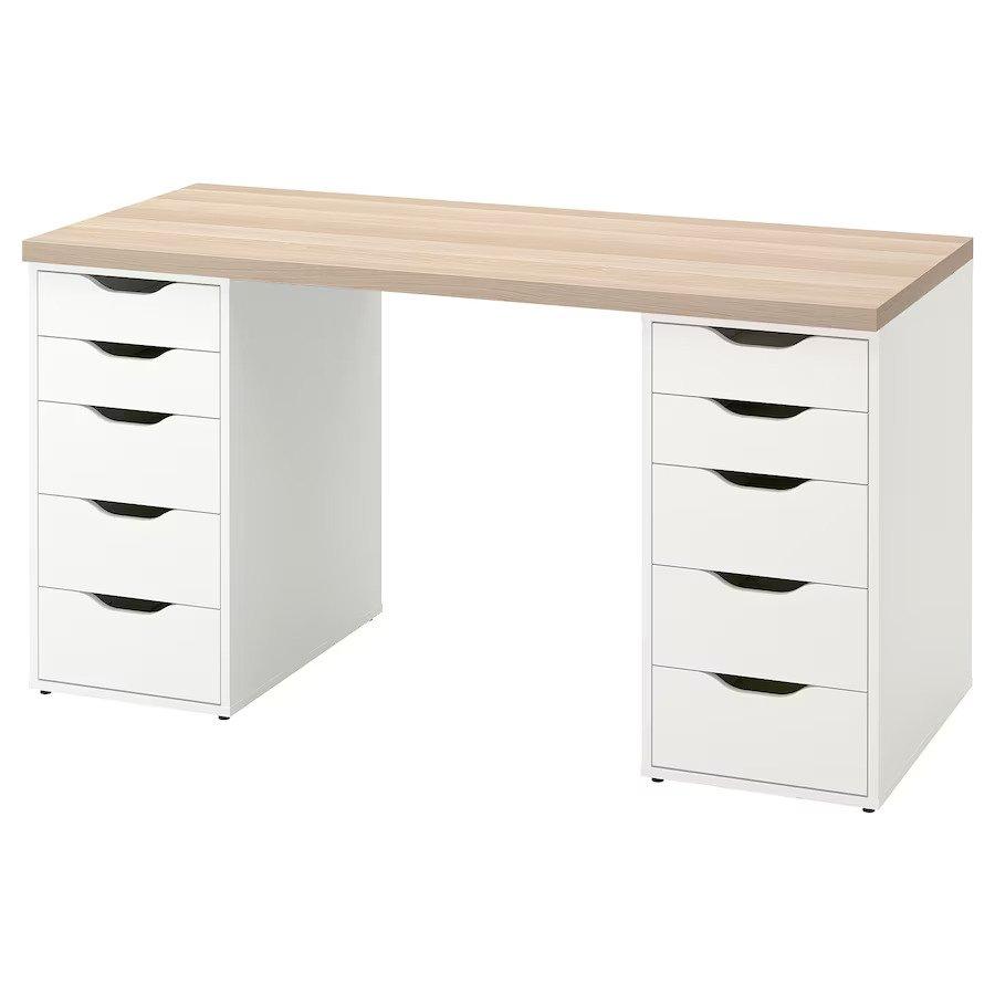 IKEA LAGKAPTEN - ALEX Desk White Stained Oak Effect-White 140X60 cm