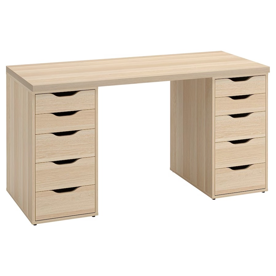 IKEA LAGKAPTEN - ALEX Desk White Stained Oak Effect 140X60 cm