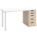 IKEA LAGKAPTEN - ALEX Desk White-White Stained Oak Effect 140X60 cm