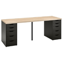 IKEA LAGKAPTEN - ALEX Desk White Stained Oak-Black-Brown 200X60 cm