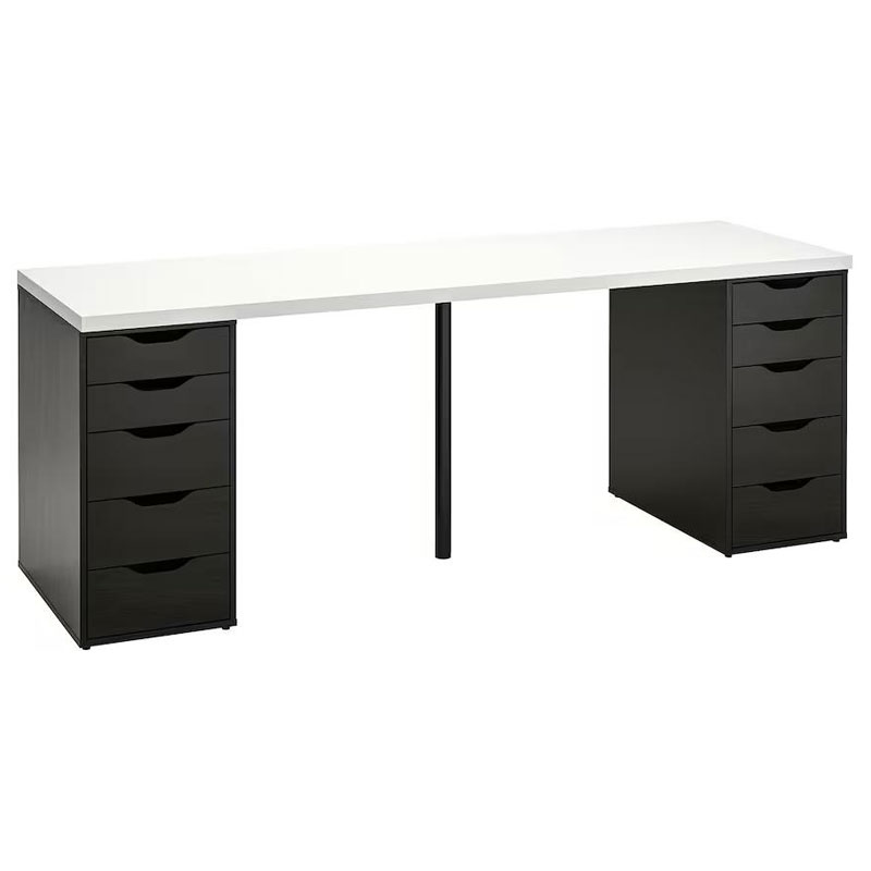 IKEA LAGKAPTEN - ALEX Desk White-Black-Brown 200X60 cm