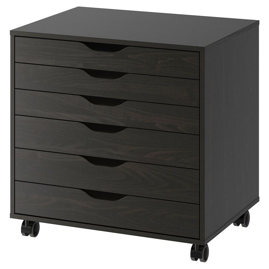 IKEA ALEX Drawer Unit on Castors Black-Brown 67X66 cm