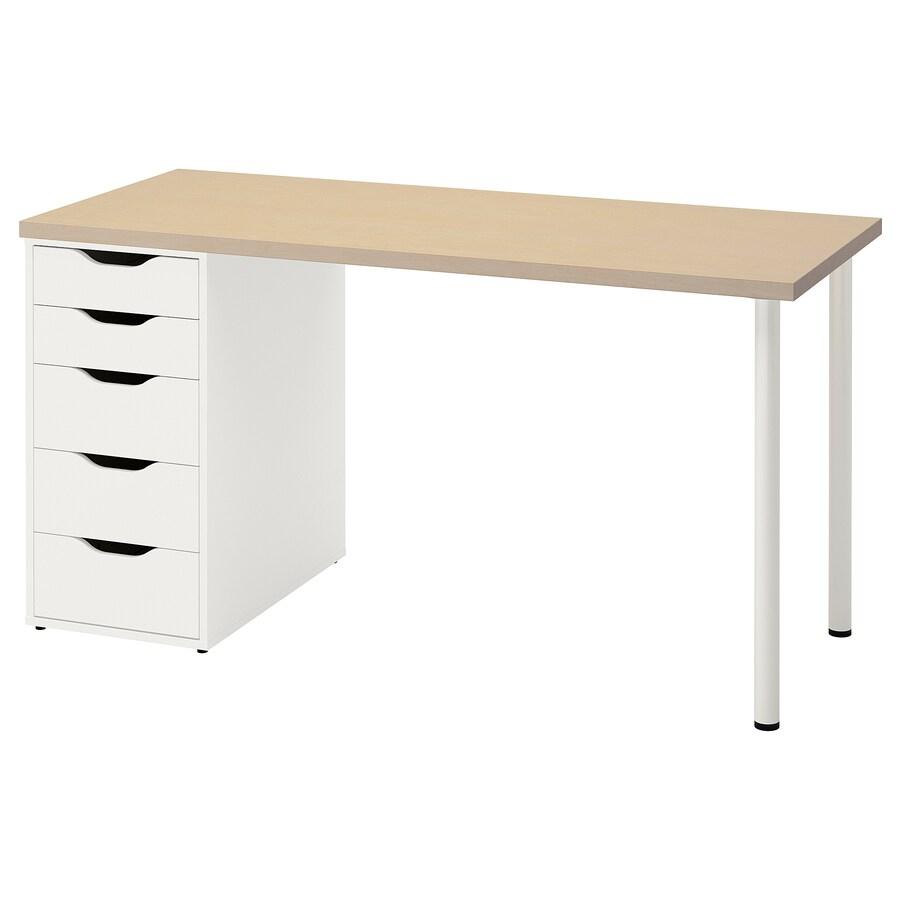 IKEA MALSKYTT - ALEX desk birch-white 140x60 cm