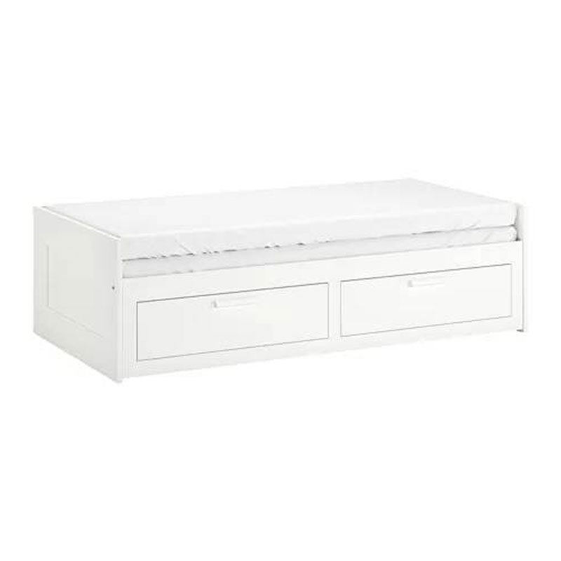 IKEA BRIMNES day-bed w 2 drawers-2 mattresses white-Afjall firm 80x200 cm