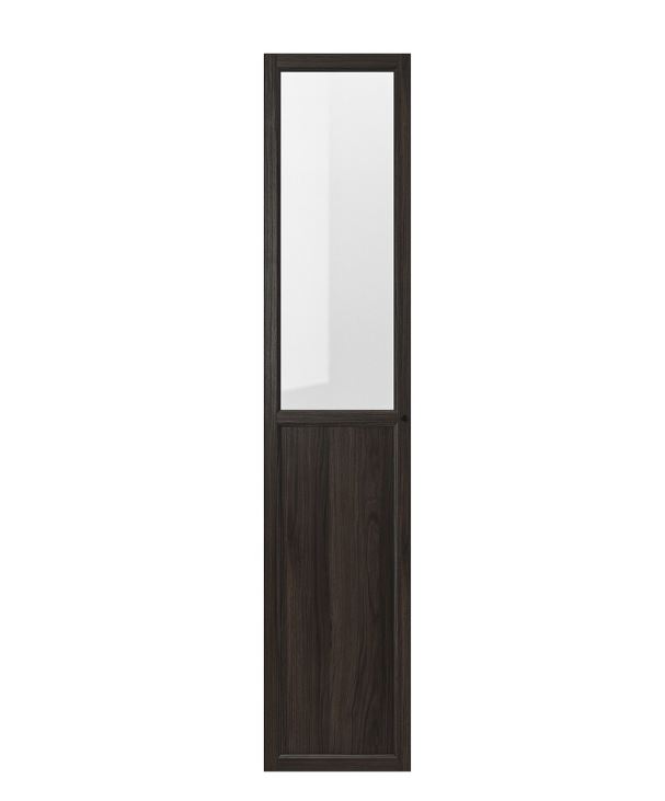 IKEA OXBERG panel/glass door dark brown oak effect 40x192 cm