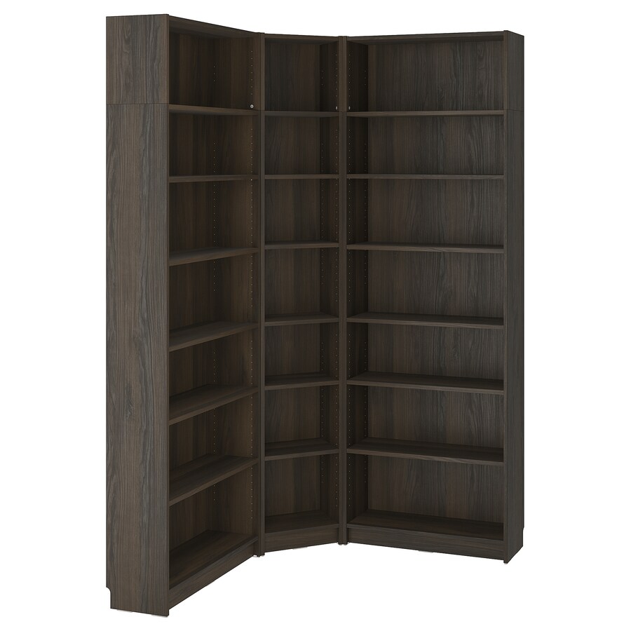 IKEA BILLY bookcase corner comb w ext units dark brown oak effect