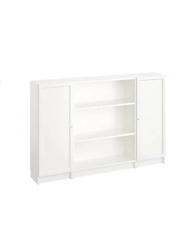 BILLY / OXBERG bookcase combination with doors white 160x106 cm