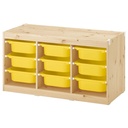 TROFAST storage combination with boxes light white stained pine/yellow 99x44x52 cm