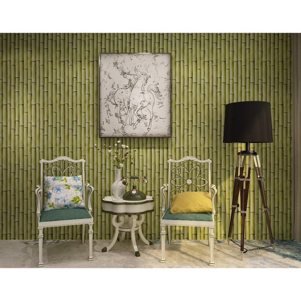 3D Light Green Bamboo Sticks Pattern Wallpaper