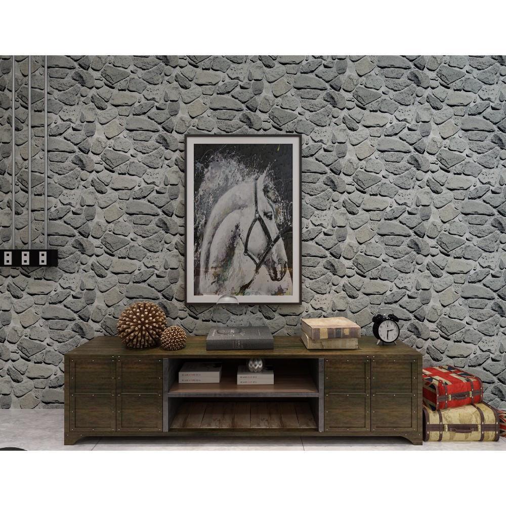 3D Small Grey Rocks Pattern Wallpaper