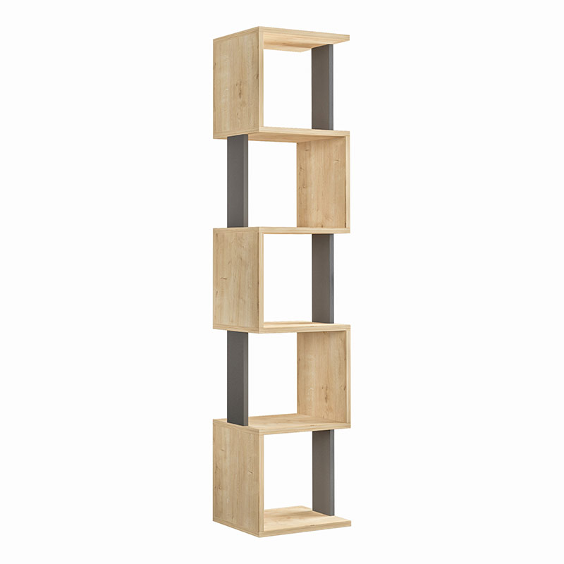 Manisa Bookcase - Oak - Anthracite