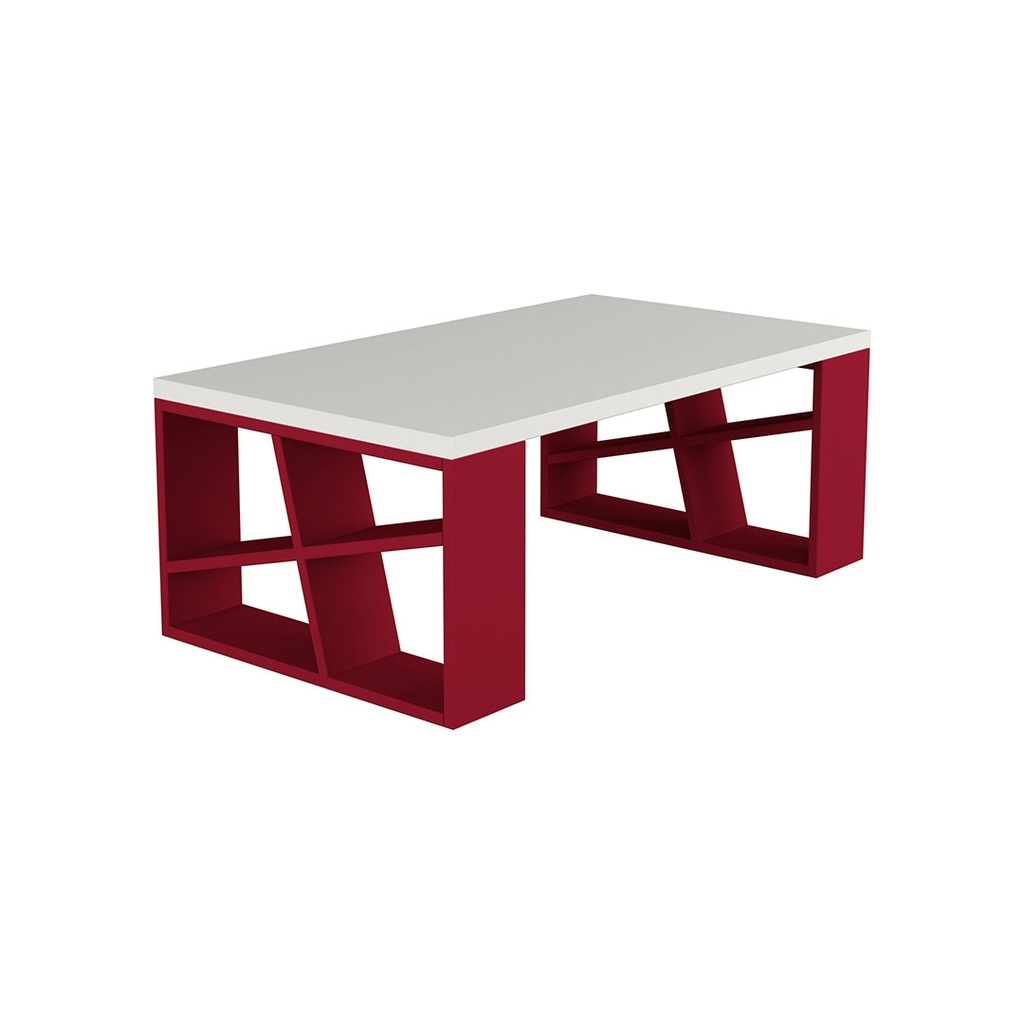 Istanbul Coffee Table - White - Burgundy