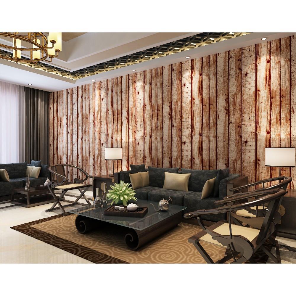 3D Light Rust Brown Wood Effect Pattern Wallpaper