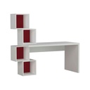 Besni Working Table - White - Burgundy