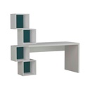 Besni Working Table - White - Turquoise