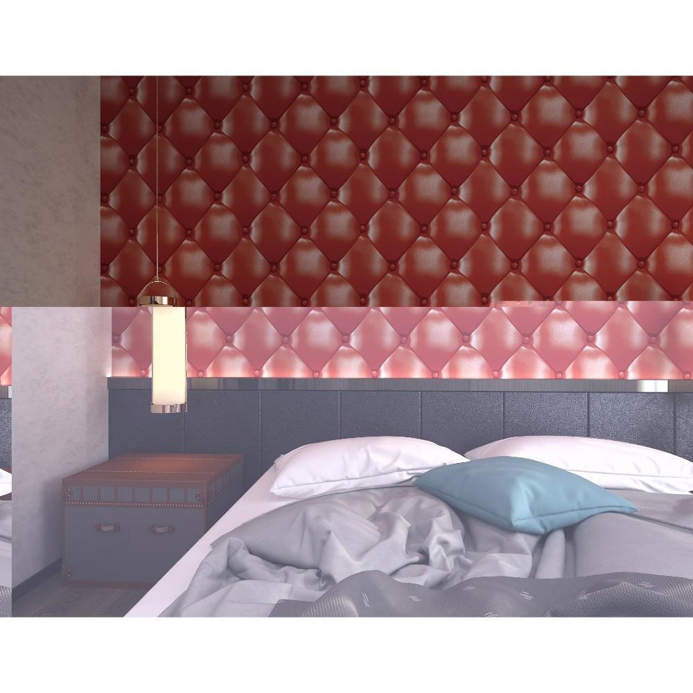 3D Red Leather Cushion Pattern Wallpaper