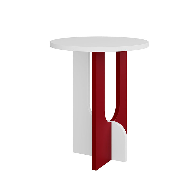 Antalya Side Table - White - Burgundy