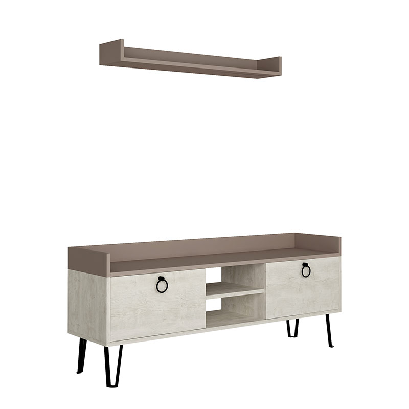 Tekirdag Tv Stand - Ancient White - Light Mocha