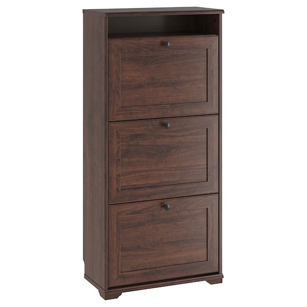 IKEA BRUSALI Shoe Cabinet with 3 Compartments, Brown