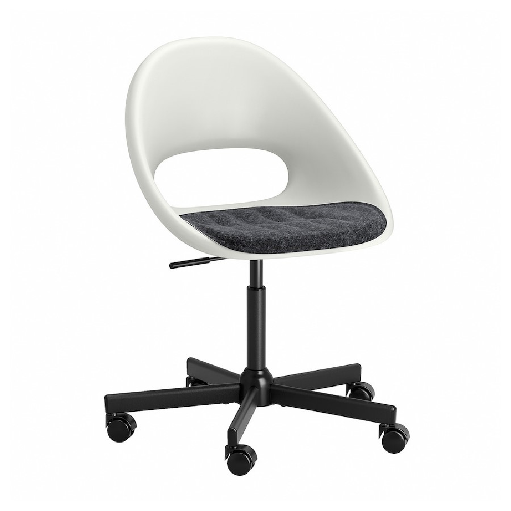 IKEA LOBERGET / MALSKAR swivel chair + pad white black/dark grey