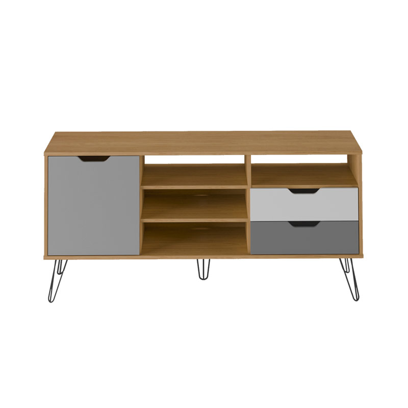 Sao Paulo Tv Stand - Oak / Graphite / White / Silver