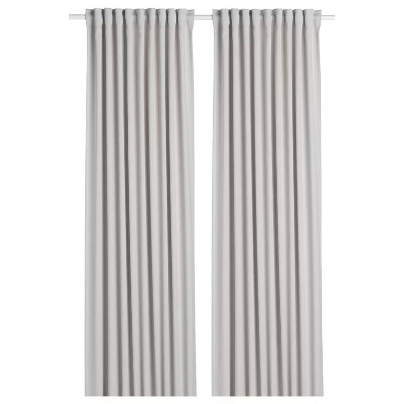 MAJGULL Block-Out Curtains, 1 Pair, Light Grey