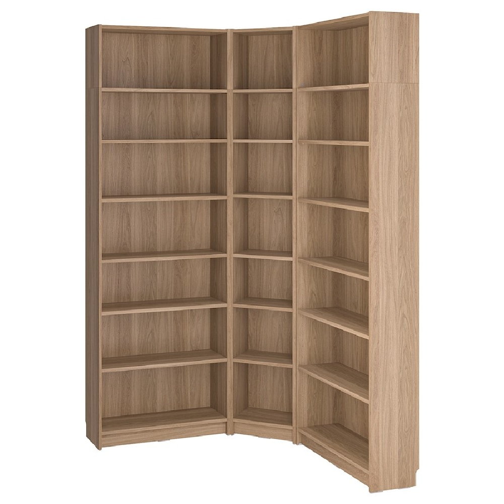 IKEA BILLY bookcase corner comb w ext units oak effect 136/136x28x237 cm