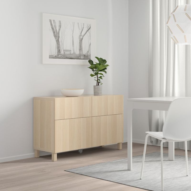 IKEA BESTA Frame White Stained Oak Effect 120x40x64 cm