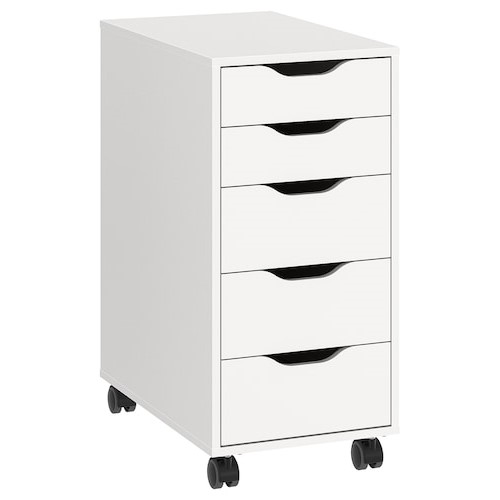 ALEX drawer unit on castors white/black 36x76 cm