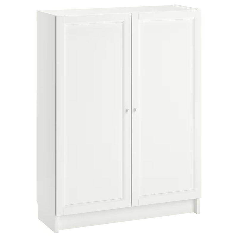 Bookcase with doors white 80x30x106 cm