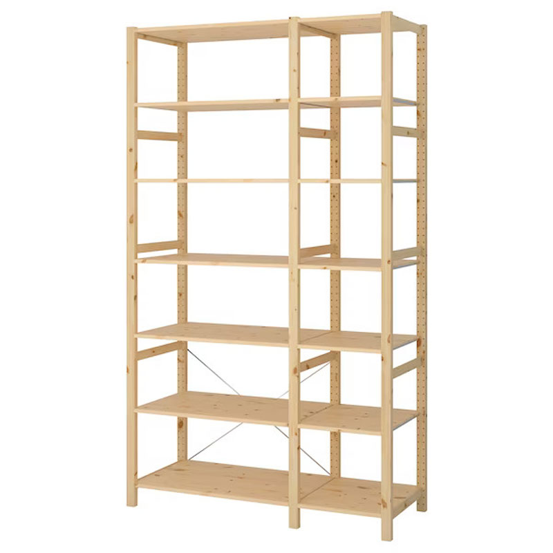 IKEA IVAR 2 Sections/Shelves, Pine, 134x50x226 cm