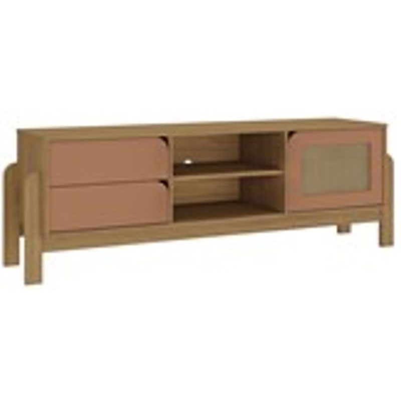 Pinhais Tv Stand - Oak/ Terracotta