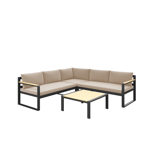 Oneida Outdoor Sofa Set, Black-Beige