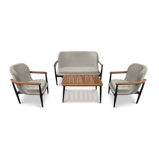 Albany Outdoor Sofa Set with Coffee Table, Light Grey