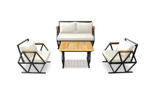 Compton Indoor- Covered Outdoor Sofa Set with Coffee Table, Cream