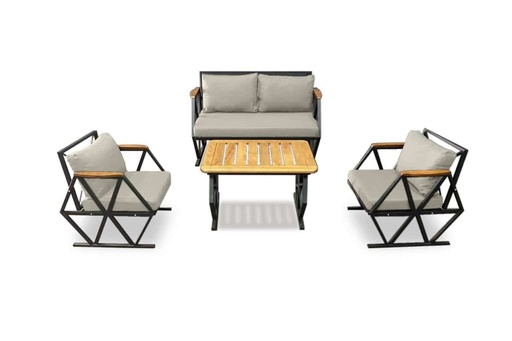 Compton Indoor- Covered Outdoor Sofa Set with Coffee Table, Light Grey