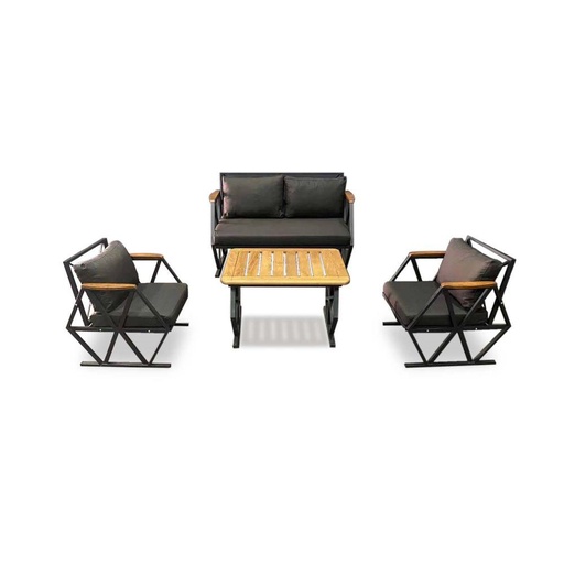 Compton Dark Grey Indoor- Covered Outdoor Sofa Set with Coffee Table