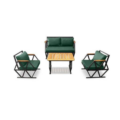 Compton Indoor- Covered Outdoor Sofa Set with Coffee Table, Green