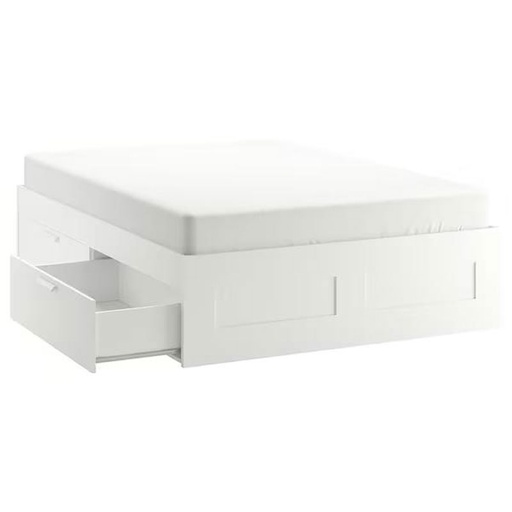 BRIMNES Queen Bed Frame| Storage Boxes| White| Luroy