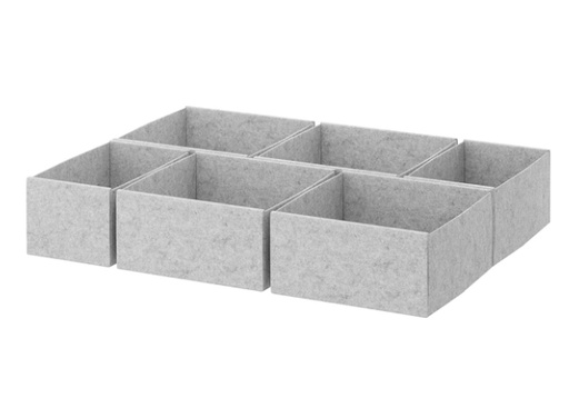 KOMPLEMENT Box, Set of 6, Light Grey, 75X58 cm