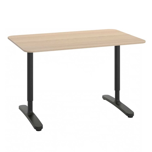 BEKANT Desk, White Stained Oak Veneer-Black120X80 cm