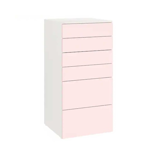 SMÅSTAD - PLATSA Chest of 6 Drawers White, Pale Pink 60X55X123 cm