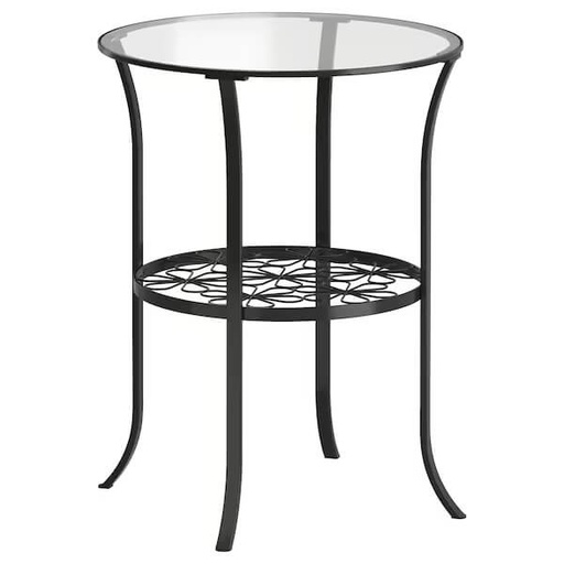 Klingsbo Side Table, Black, Clear Glass
