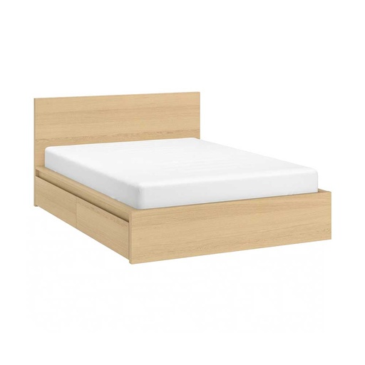 MALM Bed Frame, High, W 4 Storage Boxes White Stained Oak Veneer, Lonset
