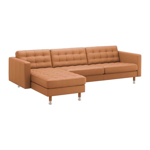 LANDSKRONA 4-seat Sofa, with Chaise Longue-Grann-Bomstad Golden-Brown-Metal