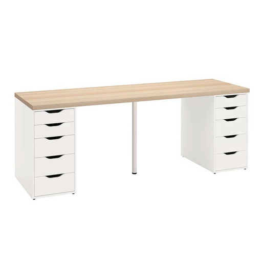 LAGKAPTEN - ALEX Desk White Stained Oak, White 200X60 cm