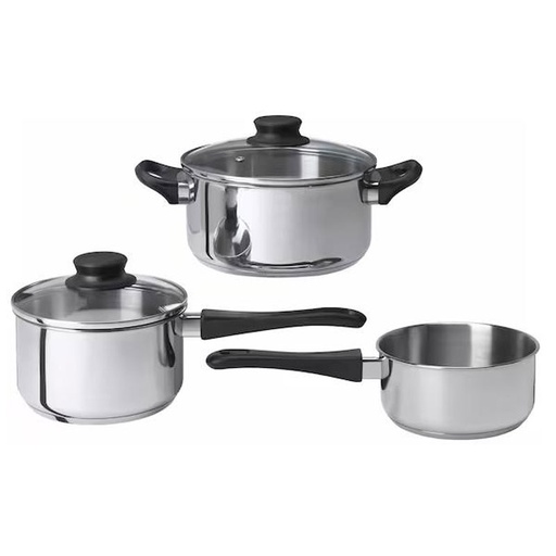 Annons 5- Piece Cookware Set Glass Stainless Steel-