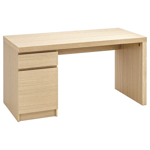 MALM Desk, White Stained Oak Veneer 140X65 cm