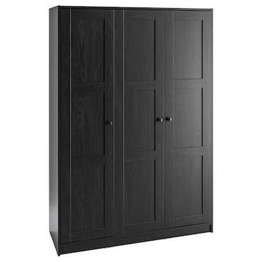 Rakkestad Wardrobe with 3 Doors, Black-Brown 117X176 cm