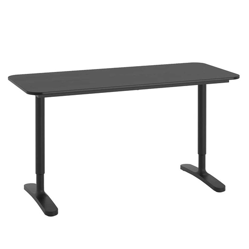 BEKANT Desk, Black Stained Ash Veneer, Black, 140X60 cm